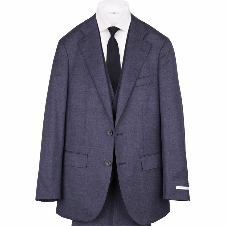 スーツセレクト 【WEB限定/OUTLET】【CLASSICO TAPERED】【年間】2釦シングルスリーピーススーツ 2タック/ネイビー×/サイドAJ ネイビー系(紺)