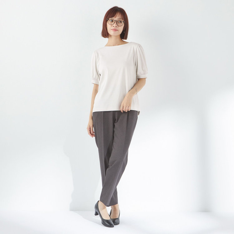 シルバーライン 【SILVER LINE/5分袖】パフスリーブカットソー/ベージュ 茶淡色