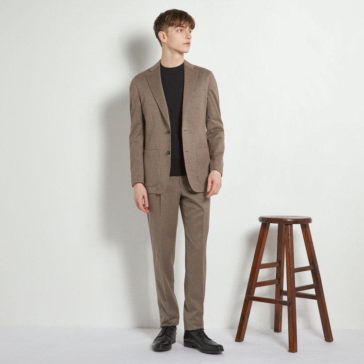 シルバーライン 【5DAYS CLOSET】【RBC】【春夏】1タックテーパードパンツ/ブラウン×ハウンドトゥース/ウエストムーブ仕様/4S SUSTAINABILITY&ECOLOGY FABRIC/※裾上げ必要 茶中間