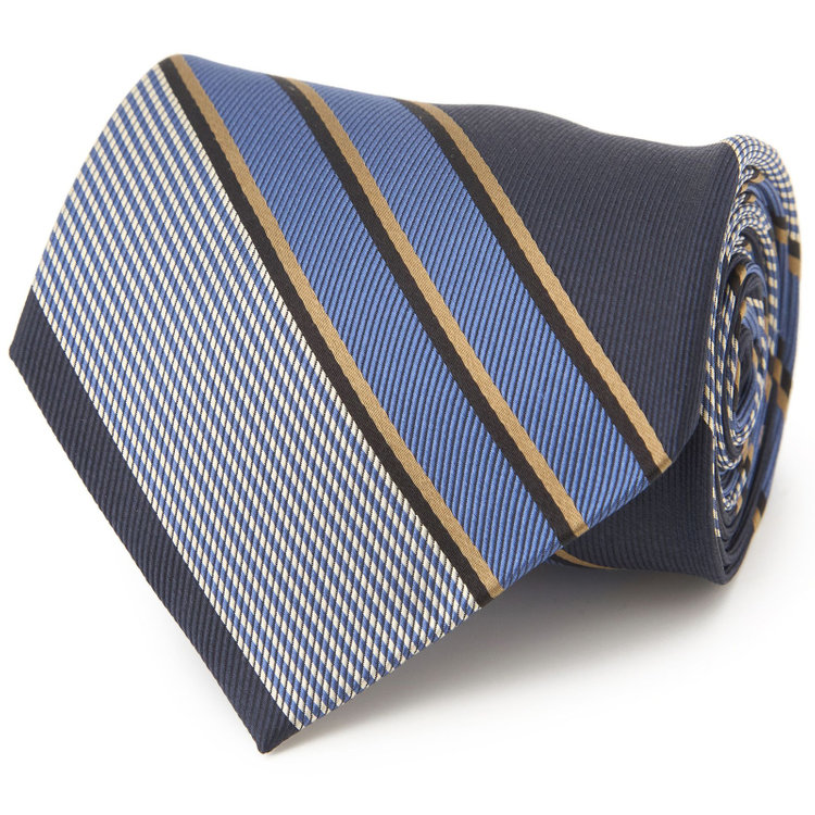 シルバーライン 【発送在庫あり】【SILVER LINE】シルクストライプネクタイ 8.5cm幅/ネイビー×ブルー/Finest fabrics by COMO ITALY その他