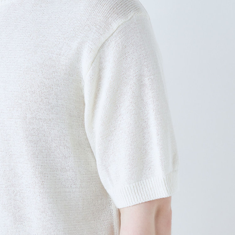 スーツセレクト 【RBC】【半袖】リネンコットンブレンドクルーネックニット/ホワイト 白