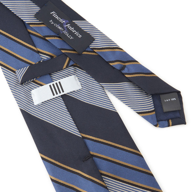 シルバーライン 【発送在庫あり】【SILVER LINE】シルクストライプネクタイ 8.5cm幅/ネイビー×ブルー/Finest fabrics by COMO ITALY その他