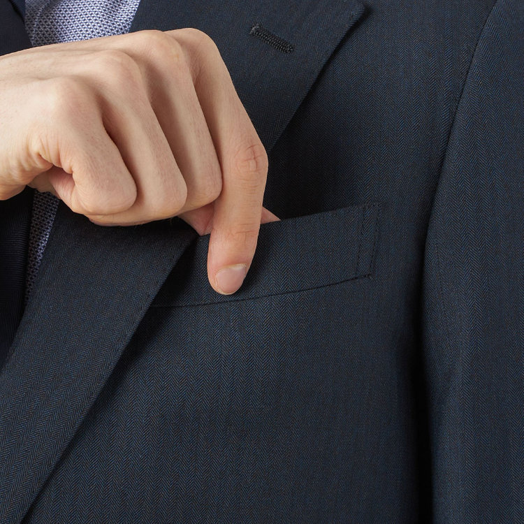 シルバーライン 【CLASSICO TAPERED】【秋冬】2釦シングルスーツ 1タック/ネイビー×シャドーストライプ/ウエストムーブ/Ermenegildo Zegna TRAVELLER woven in italy/※裾上げ必要 紺中間