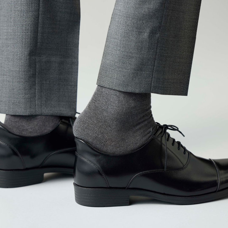 スーツセレクト 【発送在庫あり】靴べら不要！ハンズフリー仕様/ストレートチップ/ブラウン 茶中間