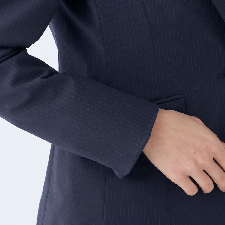 スーツセレクト 【SUIT SELECT×Samantha Thavasa】【年間】1釦ジャケット/ネイビー×ストライプ/4S/マシンウォシャブル 紺中間