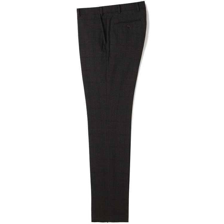 ブラックライン 【SLIM TAPERED】【秋冬】2釦シングルスリーピーススーツ 0タック/ブラウン×グレンチェック /ウエストムーブ/4S TAKE OUT SUITS / ※パンツ裾上げ済仕様 茶濃色