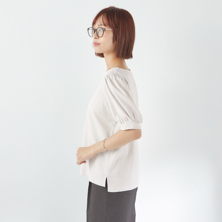 シルバーライン 【SILVER LINE/5分袖】パフスリーブカットソー/ベージュ 茶淡色