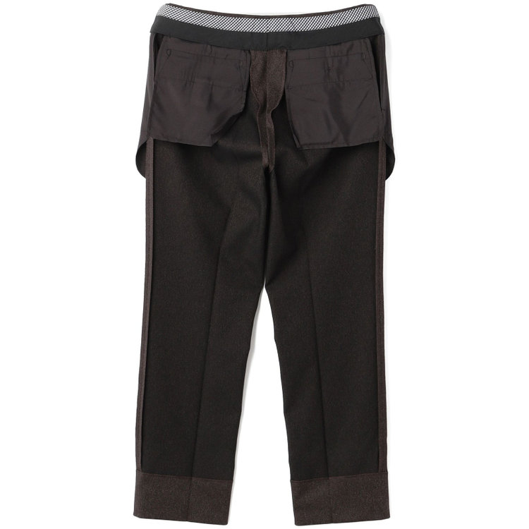 ブラックライン 【SLIM TAPERED】【秋冬】ポリエステル0タックテーパードパンツ/ブラウン/ウエストムーブ/ウォッシャブル/4S スーパーストレッチ/裾上げ済み仕様 茶中間