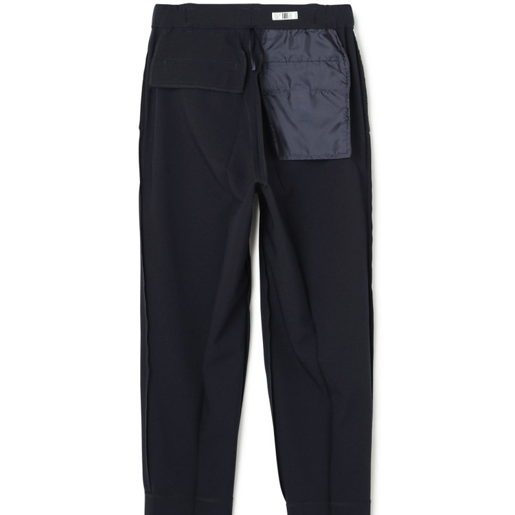 シルバーライン 【RELAX TAPERED】【年間】ノーカラー ホック留めパンツスーツ/ネイビー/ウエストシャーリング仕様/ウォッシャブル/※パンツ裾上げ済仕様 紺濃色