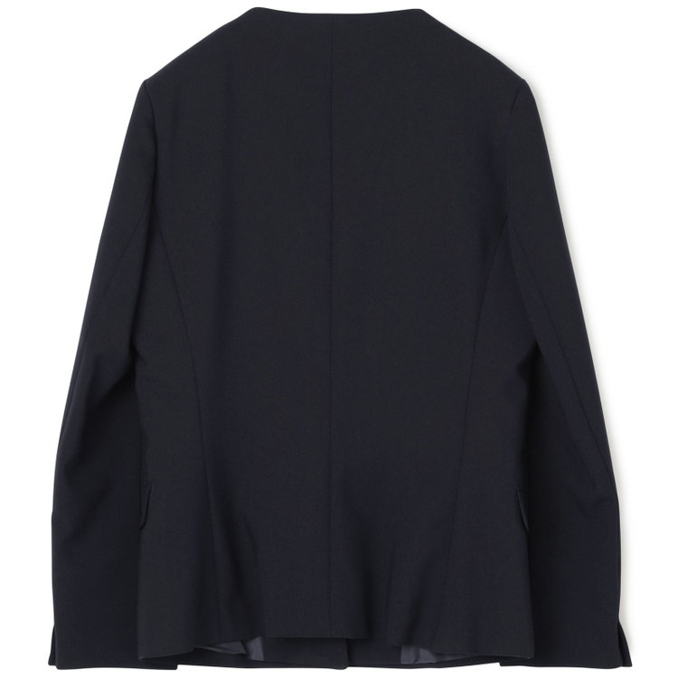 シルバーライン 【RELAX TAPERED】【年間】ノーカラー ホック留めパンツスーツ/ネイビー/ウエストシャーリング仕様/ウォッシャブル/※パンツ裾上げ済仕様 紺濃色