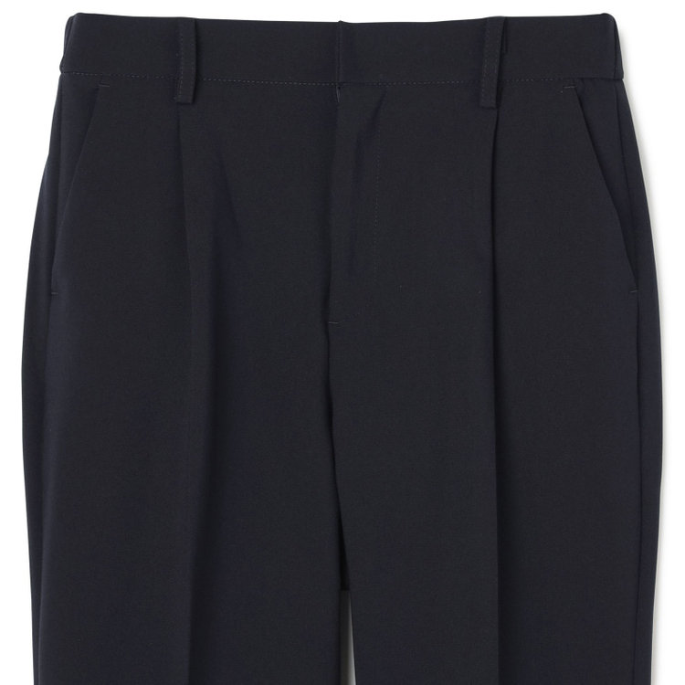 シルバーライン 【RELAX TAPERED】【年間】ノーカラー ホック留めパンツスーツ/ネイビー/ウエストシャーリング仕様/ウォッシャブル/※パンツ裾上げ済仕様 紺濃色