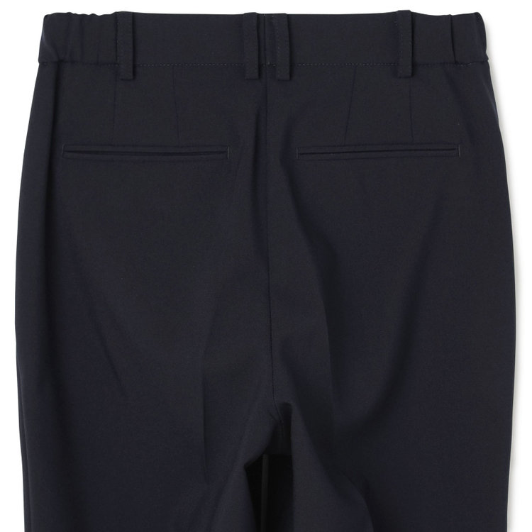 シルバーライン 【RELAX TAPERED】【年間】ノーカラー ホック留めパンツスーツ/ネイビー/ウエストシャーリング仕様/ウォッシャブル/※パンツ裾上げ済仕様 紺濃色