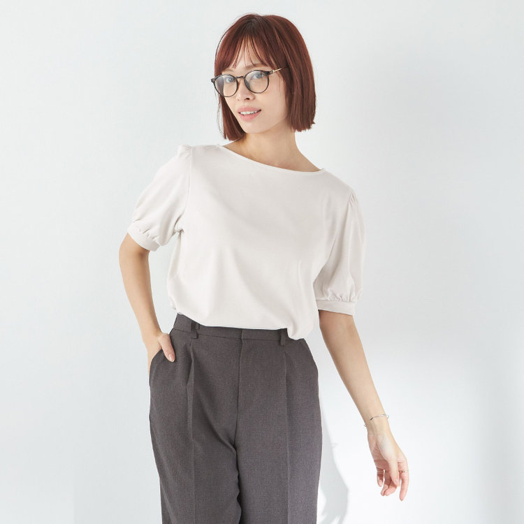 シルバーライン 【SILVER LINE/5分袖】パフスリーブカットソー/ベージュ 茶淡色