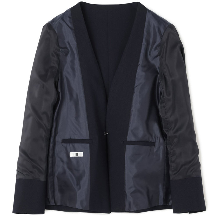 シルバーライン 【RELAX TAPERED】【年間】ノーカラー ホック留めパンツスーツ/ネイビー/ウエストシャーリング仕様/ウォッシャブル/※パンツ裾上げ済仕様 紺濃色