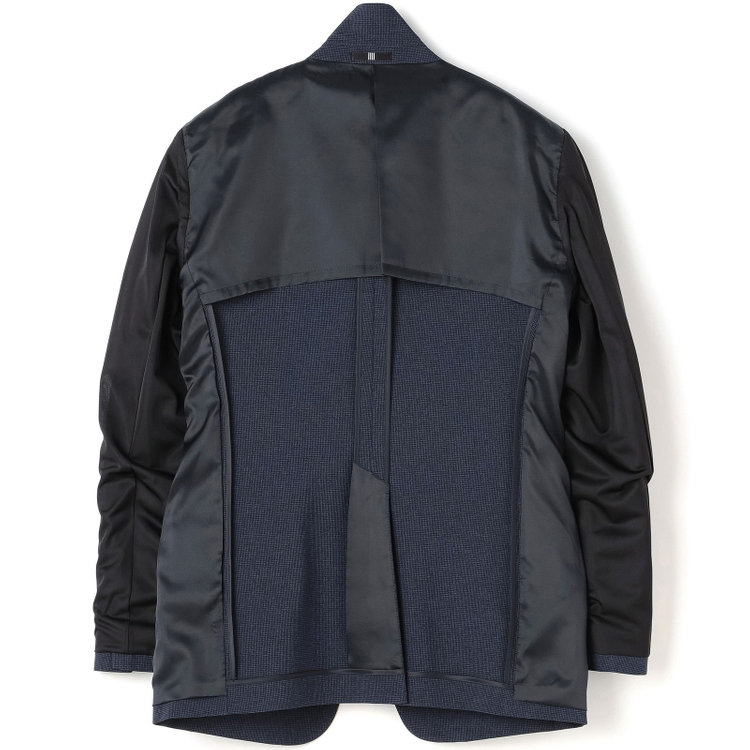 ブラックライン 【SLIM TAPERED_2】【春夏】2釦シングルスーツ 0タック/ネイビー&ブラック×ハウンドトゥース/ウエストシャーリング/4S SUSTAINABILITY&ECOLOGY FABRIC/※パンツ裾上げ済仕様 青中間