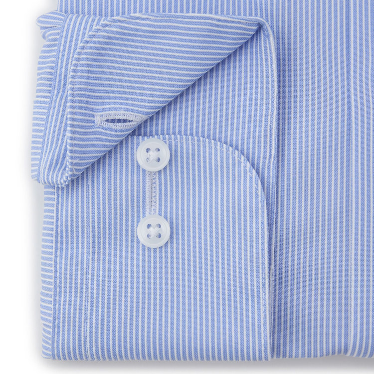 ブラックライン 【発送在庫あり】【WEB限定】【BLACK LINE】ボタンダウンワイシャツ/ブルー×ホワイトストライプ/「4S」スーパーノンアイロン・ストレッチ 青淡色