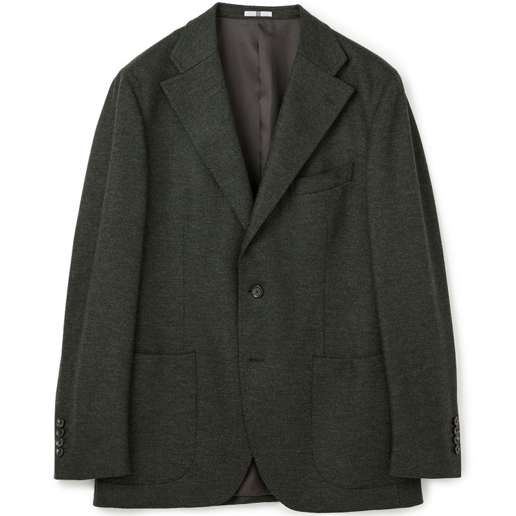 【Take.it.easy】3釦段返りジャケット/カーキ×フランネルニット