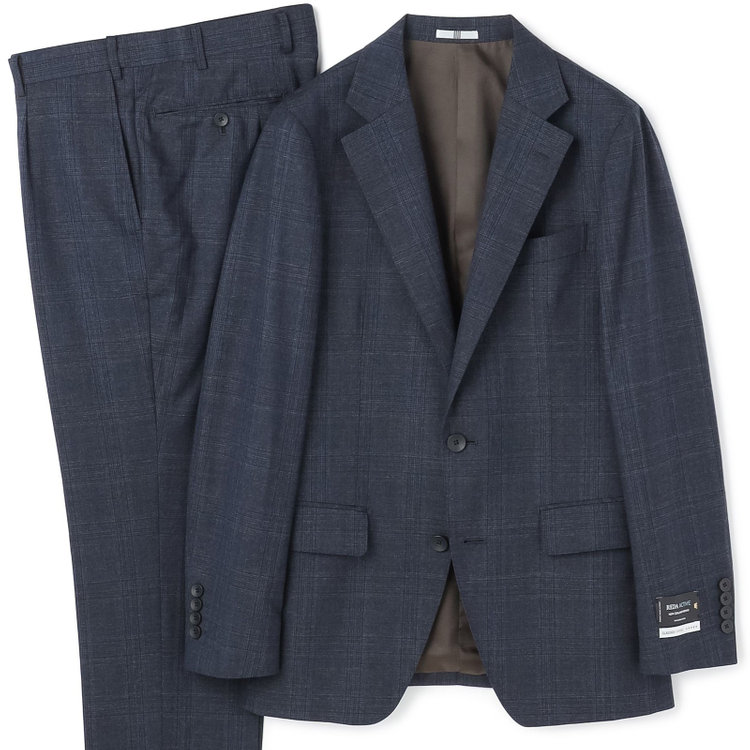 シルバーライン 【発送在庫あり】【CLASSICO TAPERED】【秋冬】2釦シングルスーツ 1タック/ネイビー×チェック/REDA ACTIVE/NEW ZEALAND MERINO/SHOWER CLEAN/※裾上げ必要 紺濃色