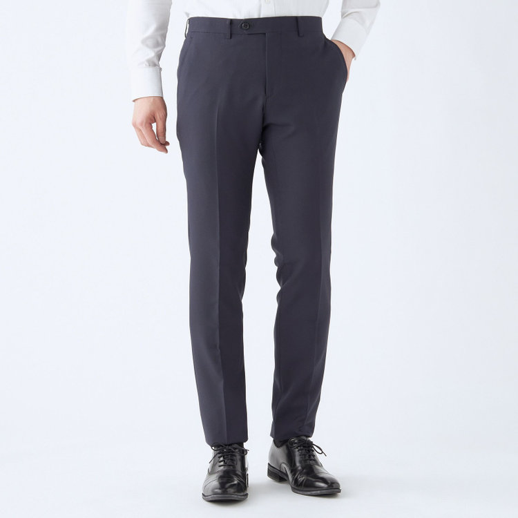 ブラックライン 【SLIM TAPERED_2】【秋冬】2釦シングルスーツ 0タック/ネイビー×ソリッド/ウォッシャブルパンツ/※裾上げ必要 紺濃色