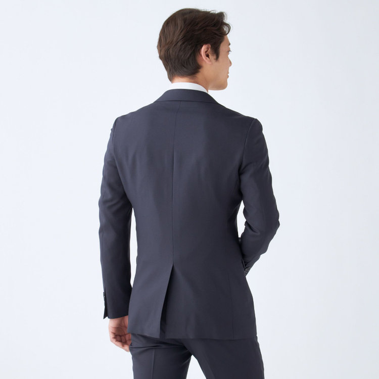 ブラックライン 【SLIM TAPERED_2】【秋冬】2釦シングルスーツ 0タック/ネイビー×ソリッド/ウォッシャブルパンツ/※裾上げ必要 紺濃色