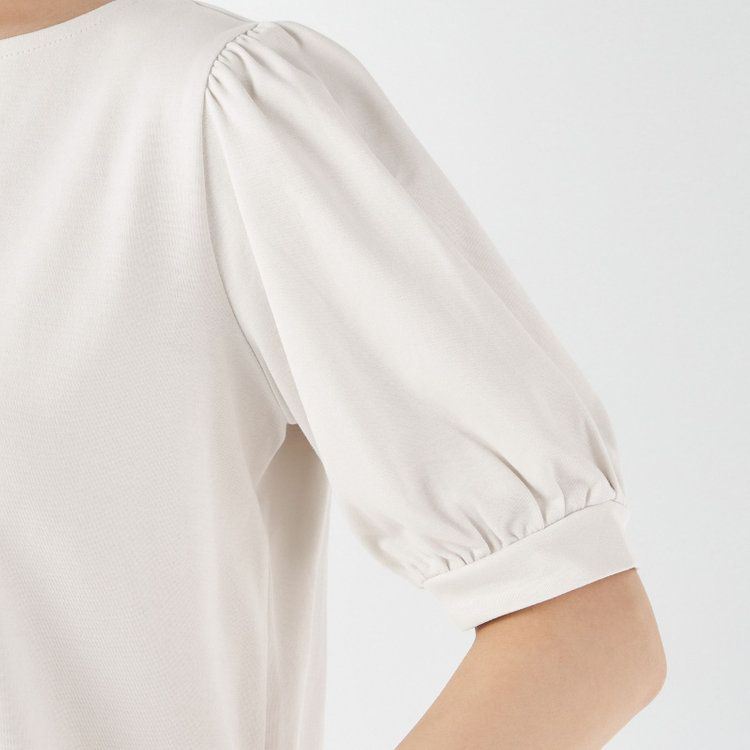 シルバーライン 【SILVER LINE/5分袖】パフスリーブカットソー/ベージュ 茶淡色