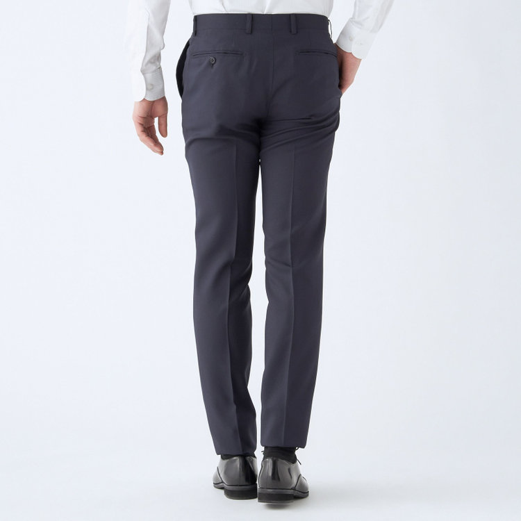ブラックライン 【SLIM TAPERED_2】【秋冬】2釦シングルスーツ 0タック/ネイビー×ソリッド/ウォッシャブルパンツ/※裾上げ必要 紺濃色