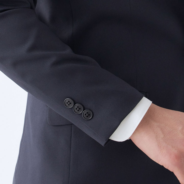 ブラックライン 【SLIM TAPERED_2】【秋冬】2釦シングルスーツ 0タック/ネイビー×ソリッド/ウォッシャブルパンツ/※裾上げ必要 紺濃色