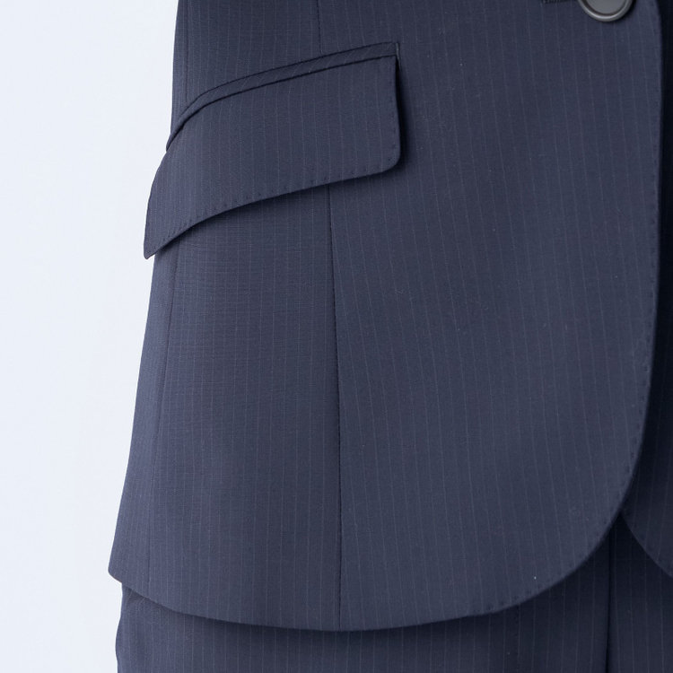 スーツセレクト 【SUIT SELECT×Samantha Thavasa】【年間】1釦ジャケット/ネイビー×ストライプ/4S/マシンウォシャブル 紺中間