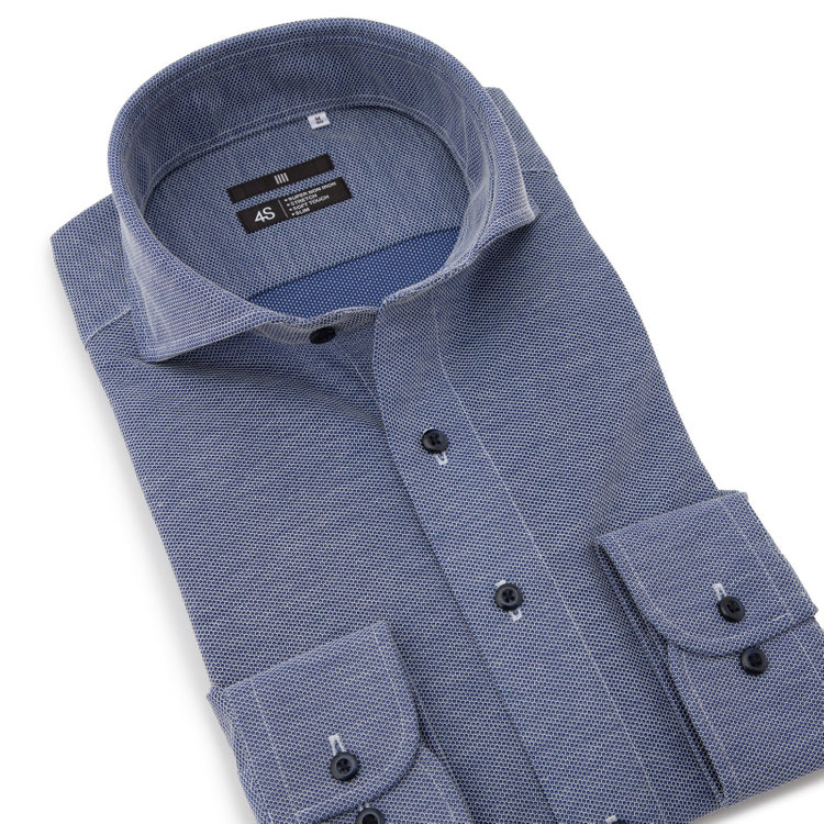 ブラックライン 【発送在庫あり】【BLACK LINE】ホリゾンタルワイドワイシャツ/ネイビー×ドビー/「4S HONEYCOMB MESH」スーパーノンアイロン・ストレッチ 紺中間