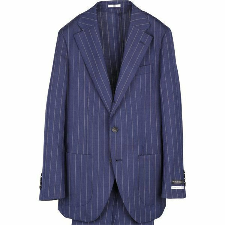 スーツセレクト 【WEB限定/OUTLET】【CLASSICO TAPERED】【春夏】3釦段返りシングルスーツ 2タック/ネイビー×ストライプ/パッチポケット＆サイドAJ/NEW ZEALAND WOOL MIX ネイビー系(紺)