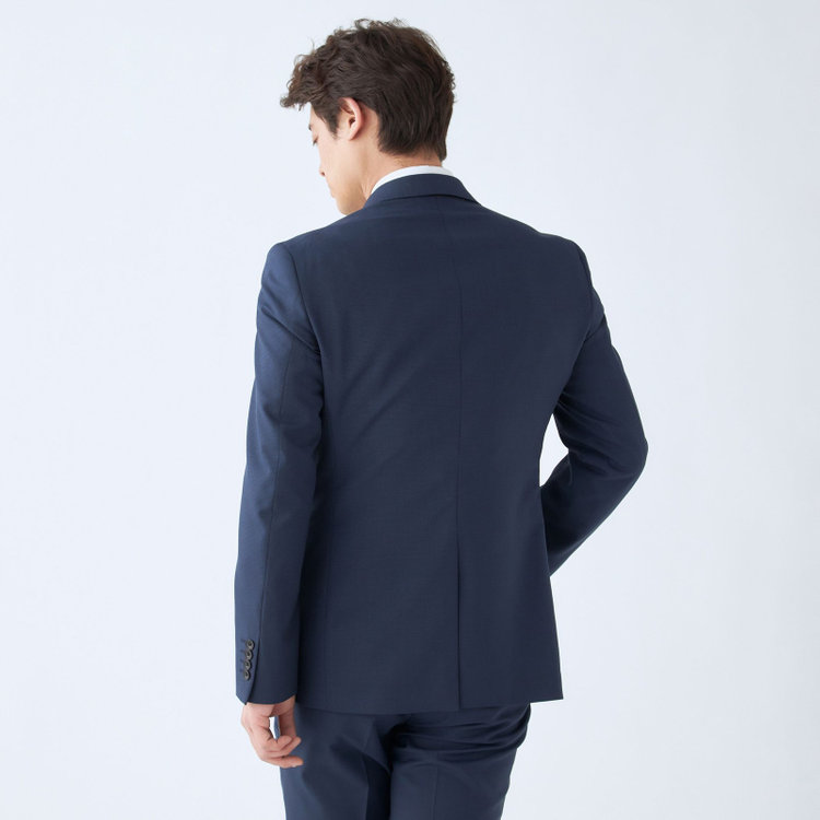 ブラックライン 【KSW】【春夏】2釦シングルスーツ 0タック/ネイビー＆ブラック×ハウンドトゥース/ウォッシャブル/※裾上げ必要 紺中間