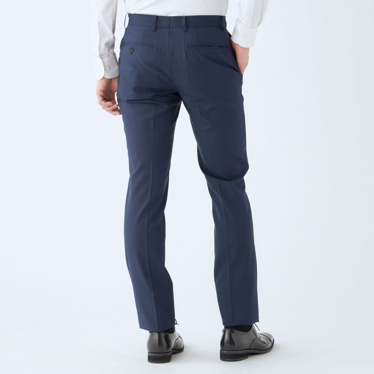 ブラックライン 【KSW】【春夏】2釦シングルスーツ 0タック/ネイビー＆ブラック×ハウンドトゥース/ウォッシャブル/※裾上げ必要 紺中間