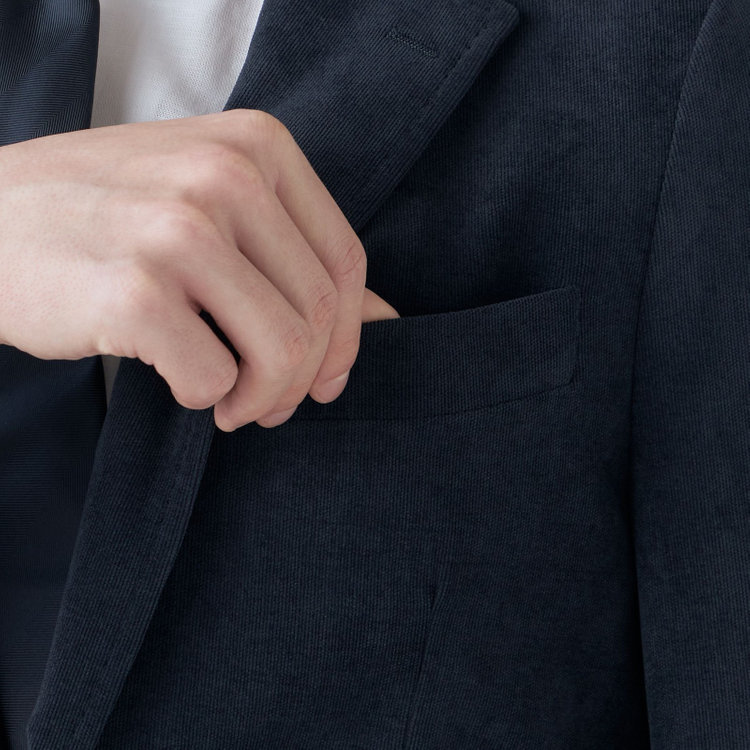 シルバーライン 【CLASSICO TAPERED】【秋冬】2釦ジャケット/ネイビー×コーデュロイ/4S SUSTAINABILITY&ECOLOGY FABRIC 紺濃色