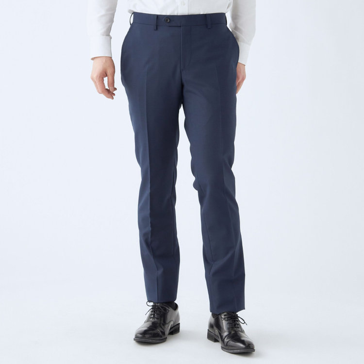 ブラックライン 【KSW】【春夏】2釦シングルスーツ 0タック/ネイビー＆ブラック×ハウンドトゥース/ウォッシャブル/※裾上げ必要 紺中間