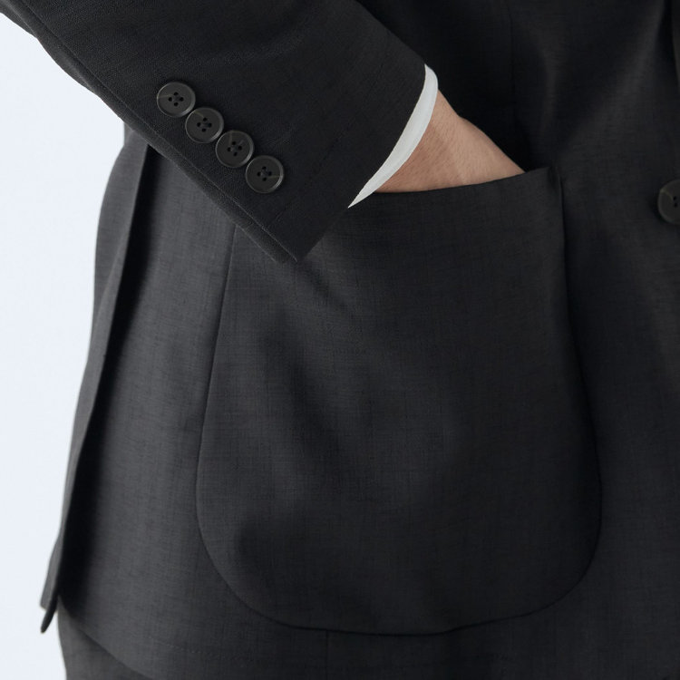 シルバーライン 【発送在庫あり】【RBC】【春夏】ポリエステル2釦ジャケット/ブラック/パッチポケット/4S SUSTAINABILITY&ECOLOGY FABRIC 黒