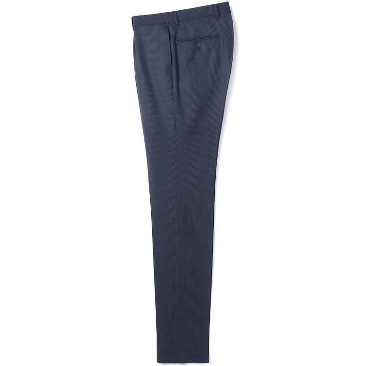 シルバーライン 【発送在庫あり】【CLASSICO TAPERED】【秋冬】2釦シングルスーツ 1タック/ネイビー×ストライプ/super extra fine merino wool Raymond/※裾上げ必要 紺中間
