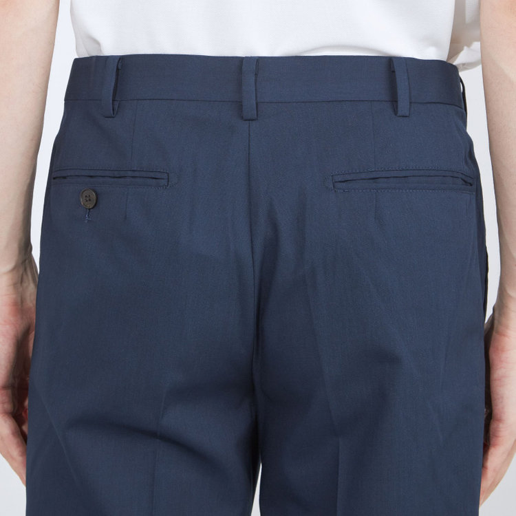 SUIT SELECT　アウトレット 【WEB限定/OUTLET/汚れ・キズ等有】【CLASSICO TAPERED】【春夏】1タックテーパードパンツ/ネイビー/ウエストムーブ仕様/「FREEZETECH 氷撃」冷感PRINT/※裾直し必要 紺中間