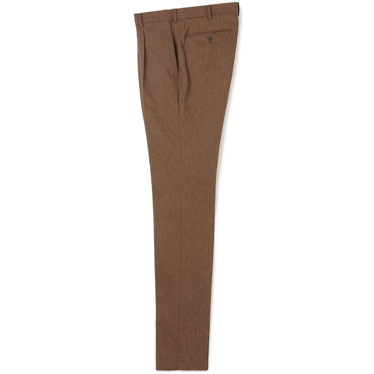 シルバーライン 【RBC】【春夏】ポリエステル1タックテーパードパンツ/ブラウン/ウエストムーブ仕様/4S SUSTAINABILITY&ECOLOGY FABRIC/※裾上げ必要 茶中間