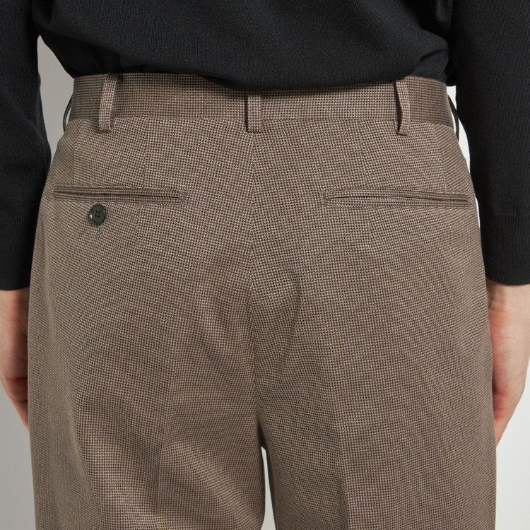 シルバーライン 【5DAYS CLOSET】【RBC】【春夏】1タックテーパードパンツ/ブラウン×ハウンドトゥース/ウエストムーブ仕様/4S SUSTAINABILITY&ECOLOGY FABRIC/※裾上げ必要 茶中間