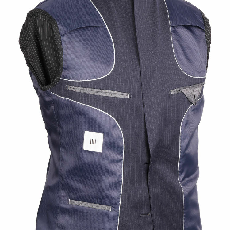 スーツセレクト 【WEB限定/OUTLET】【CLASSICO TAPERED】【秋冬】2釦シングルスーツ 1タック/ネイビー×ストライプ/ストレッチ ネイビー系(紺)