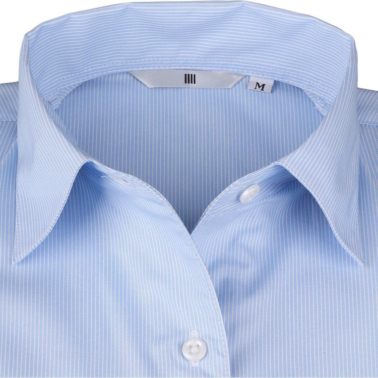 シルバーライン 【WEB限定/OUTLET】【SL/7分袖】レギュラーワンピースカラーブラウス/ブルー×ホワイトストライプ/SUSTAINABLE・TOUGH BUTTON・NON IRON ブルー系(青)