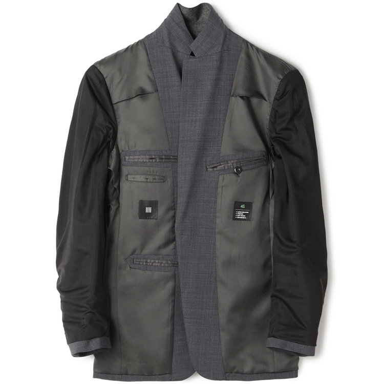 ブラックライン 【SLIM TAPERED_2】【春夏】2釦シングルスーツ 0タック/グレー×シャドー/ウエストシャーリング/4S SUSTAINABILITY&ECOLOGY FABRIC/※パンツ裾上げ済仕様 グレー中間