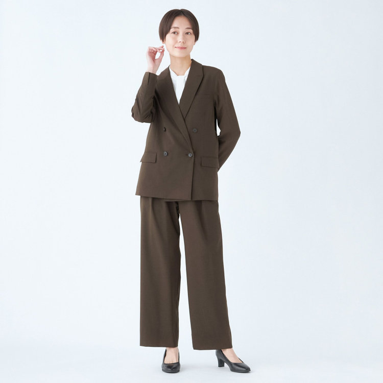 シルバーライン 【発送在庫あり】【SL】【年間】4釦1掛けダブルジャケット/ブラウン/ウォッシャブル 茶中間