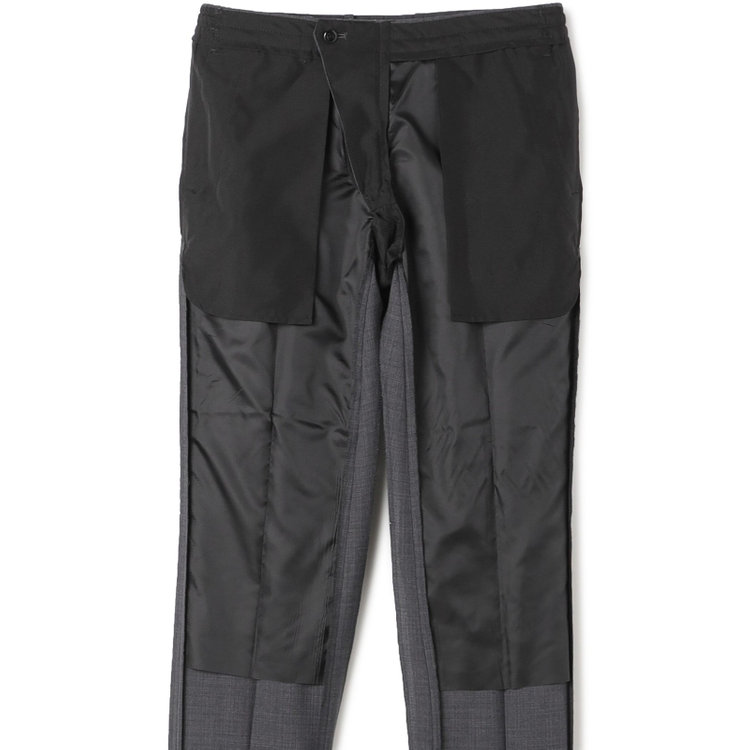 ブラックライン 【SLIM TAPERED_2】【春夏】2釦シングルスーツ 0タック/グレー×シャドー/ウエストシャーリング/4S SUSTAINABILITY&ECOLOGY FABRIC/※パンツ裾上げ済仕様 グレー中間