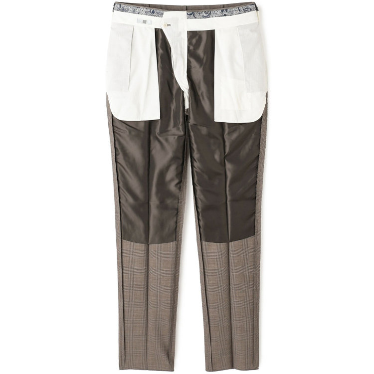 シルバーライン 【CLASSICO TAPERED】【春夏】1タックテーパードパンツ/ブラウン×グレンチェック/ウエストムーブ/※裾上げ必要 茶中間