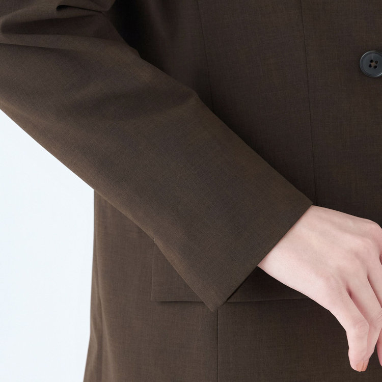 シルバーライン 【発送在庫あり】【SL】【年間】4釦1掛けダブルジャケット/ブラウン/ウォッシャブル 茶中間