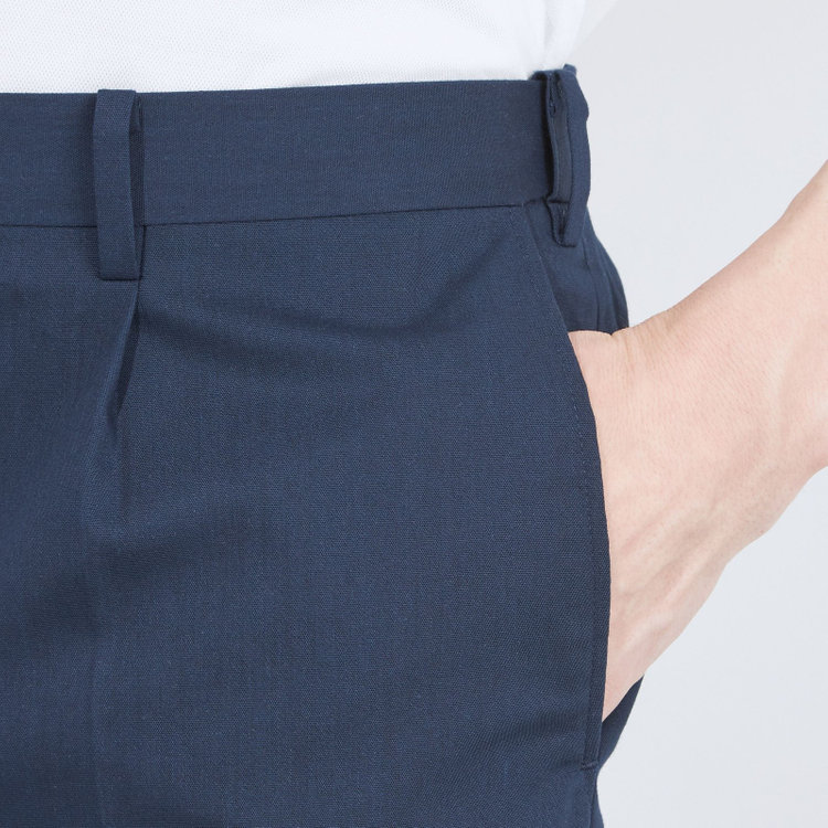 SUIT SELECT　アウトレット 【WEB限定/OUTLET/汚れ・キズ等有】【CLASSICO TAPERED】【春夏】1タックテーパードパンツ/ネイビー/ウエストムーブ仕様/「FREEZETECH 氷撃」冷感PRINT/※裾直し必要 紺中間
