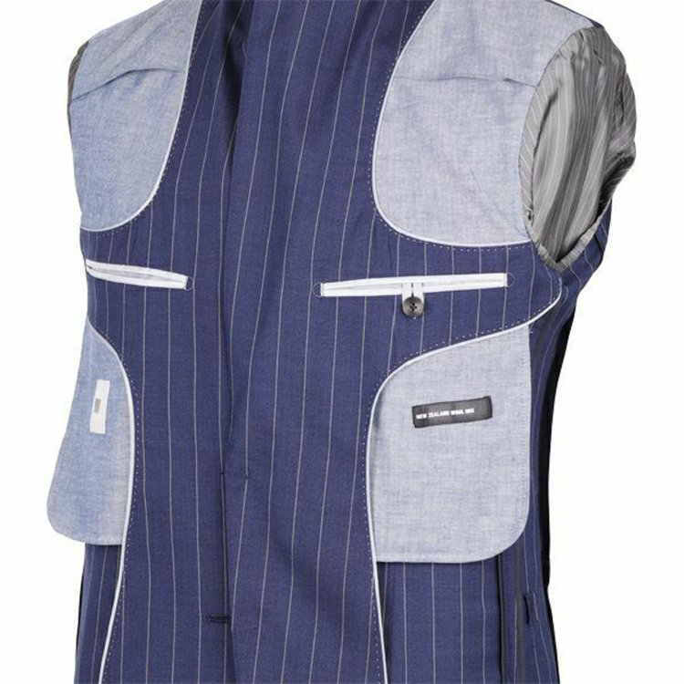 スーツセレクト 【WEB限定/OUTLET】【CLASSICO TAPERED】【春夏】3釦段返りシングルスーツ 2タック/ネイビー×ストライプ/パッチポケット＆サイドAJ/NEW ZEALAND WOOL MIX ネイビー系(紺)