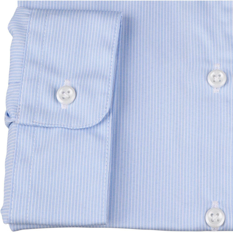 シルバーライン 【WEB限定/OUTLET】【SL/7分袖】レギュラーワンピースカラーブラウス/ブルー×ホワイトストライプ/SUSTAINABLE・TOUGH BUTTON・NON IRON ブルー系(青)