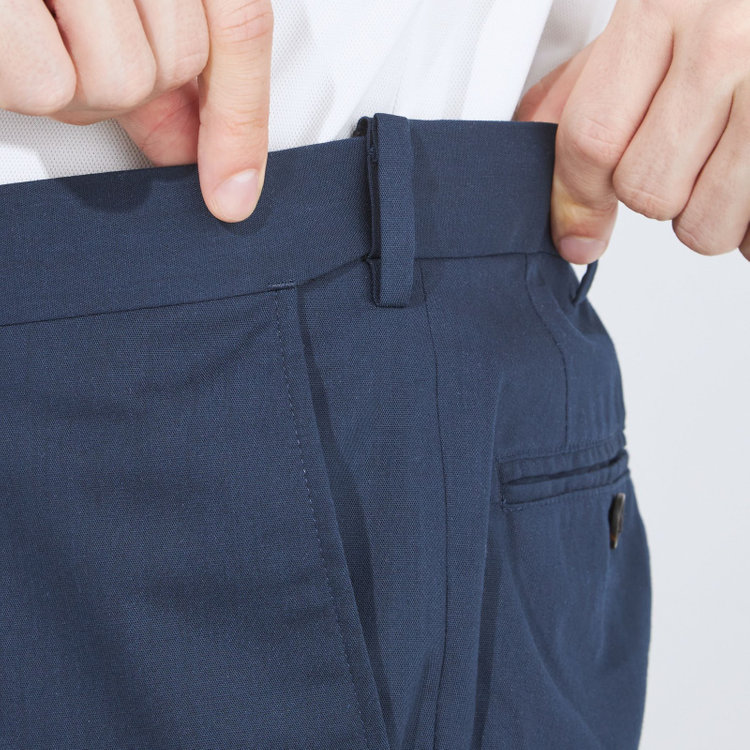 SUIT SELECT　アウトレット 【WEB限定/OUTLET/汚れ・キズ等有】【CLASSICO TAPERED】【春夏】1タックテーパードパンツ/ネイビー/ウエストムーブ仕様/「FREEZETECH 氷撃」冷感PRINT/※裾直し必要 紺中間